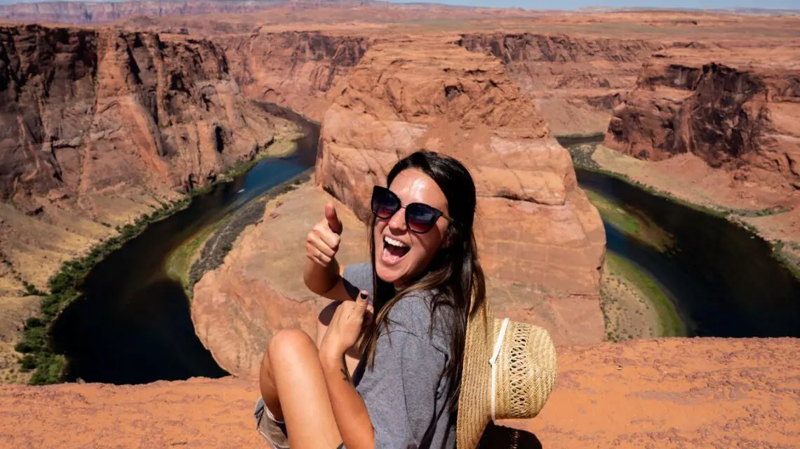 woman smiling on arizona hike